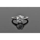 A 2.09 ct diamond solitaire engagement ring, with white metal shank (tests as platinum), the