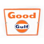 A mid century Good Gulf enamel sign, circa 1950s, 21.5 cm x 29 cm