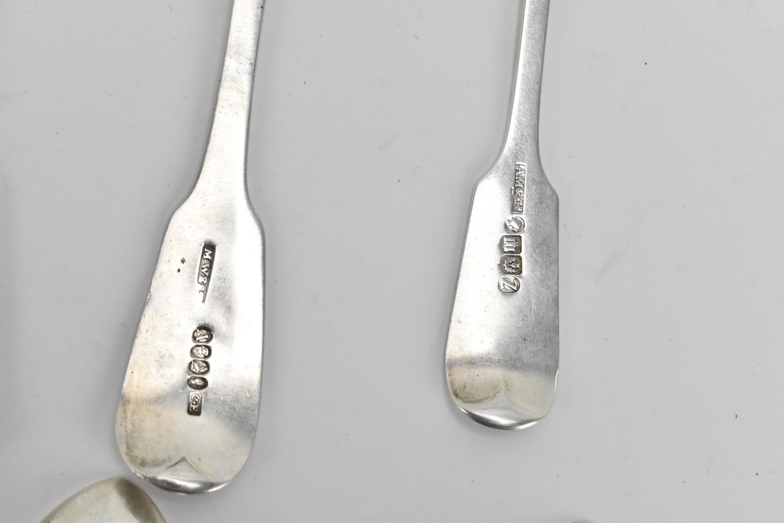 A collection of George III silver spoons, comprising six rat-tail back bowl dessert spoons ( - Image 10 of 11