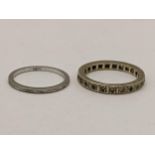 Two white metal bands to include one inset with paste stones and an 18ct gold band 1.2g, Location: