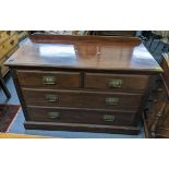 An Edwardian mahogany chest of two short and three long drawers, on a plinth base, 82h x 117w,