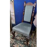 A 19th century mahogany hall chair having turned supports and on scrolled, cabriole legs, Location: