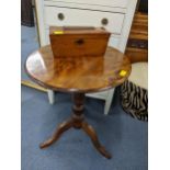 A 19th century walnut finished pedestal table, and a walnut tea caddy Location: