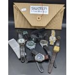 A collection of watches to include a Swatch the Beep with its box, a gent's Lator watch, a gent's
