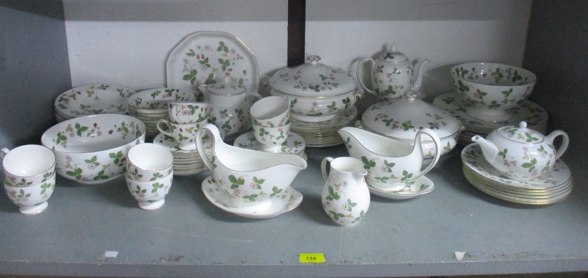 A Wedgwood Wild Strawberry pattern tea, coffee and dinner service, comprising 81 pieces