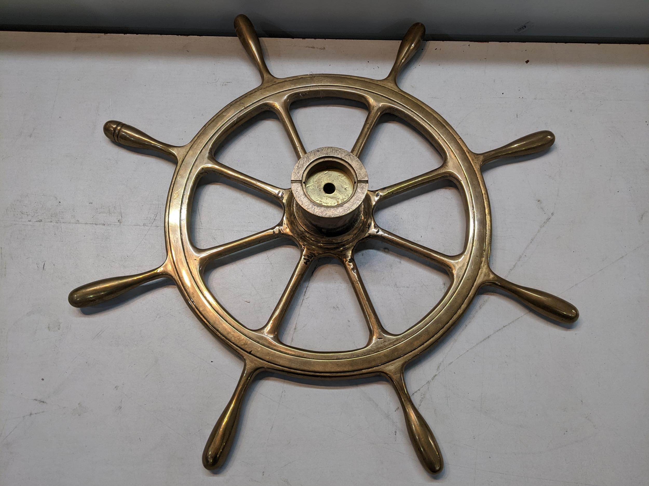 A 20th century brass eight handled ships wheel Location: - Image 2 of 2