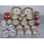 A mixed lot to include three late 19th century Royal Crown Derby vases, Aynsley part tea set,