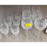 Waterford Colleen comprising 6 tall stem hock glasses and 6 short stem red wine glasses Location: