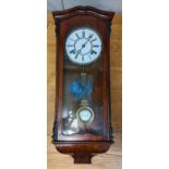 A late 19th century walnut cased regulator style clock Location: