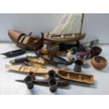 A mixed lot to include models of boats, decoy ducks and other items Location: