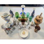 Ceramics and glassware mainly 19th century to include gilt vases, lustre jugs, Victorian vases, a