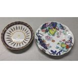 A Derby dish with blue and gilt ornament and a Tobacco leaf pattern plate Location:
