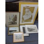 A group of framed and glazed pictures to include EPJ Wellings watercolour, a scene of Maidenhead and