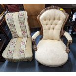 Two chairs to include a Victorian walnut nursing chair, Location: