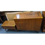 Two mid 20th century teak sewing tables to include one with cupboard door and four drawers, 74h x