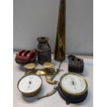 A selection of ship related items to include a Pascall Atkey & Son yacht megaphone, pully blocks,