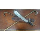 A S & J Kitchin Ltd Sheffield Machete dated 1955 with broad arrow, in brown leather sheath