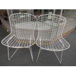 A pair of Knoll Harry Bertoia style wire work chairs Location: