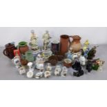 A mixed lot to include two late 19th/early 20th century porcelain figures, Poole pottery retro vase,