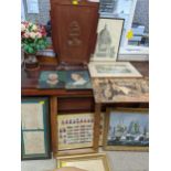 A mixed lot of pictures, prints and a wooden fire screen to include Annie Francis Jacoley? - The