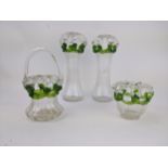 Four Victorian Brides Bank glass vases with fluted ornament, the largest 26cm high, Location: