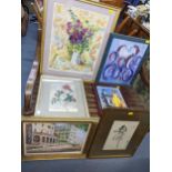 A collection of oils and watercolours to include two Greek School oils, watercolour still life by
