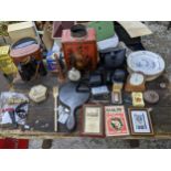 A mixed lot to include a Japanned Tole ware tea canister, Dunhill silver plated cigarette lighter in