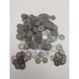 A mixed collection of post 1920 George V and VI sixpence 453g and threepence 53.1g