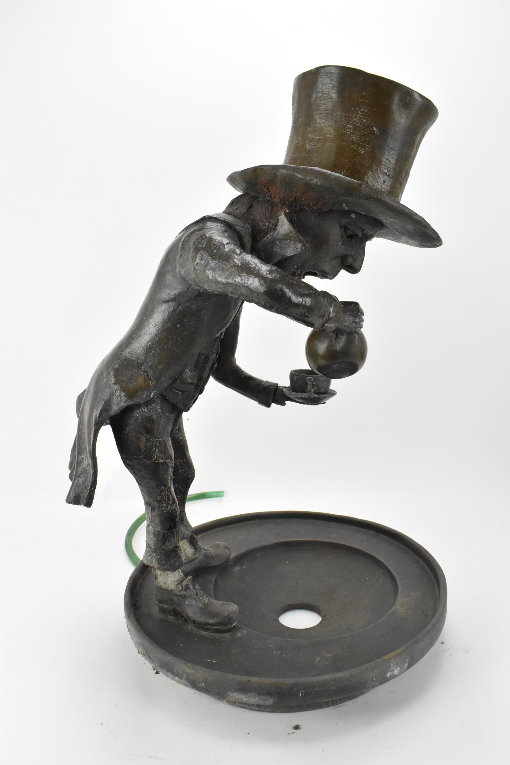 A cold cast bronze sculptural water feature of Alice in Wonderland's Mad Hatter, by Robert James - Image 7 of 9