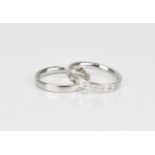 Georg Jensen- Two 18ct white gold bands, one set with nine interspersed brilliant cut diamonds, size