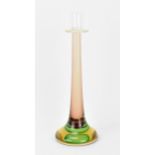 A Sommerso Murano candlestick, circa 1960s, of tapered form with spreading circular base, in tones