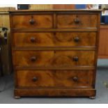 A Howard & Sons Victorian walnut chest of drawers, designed with two short drawers over three long,