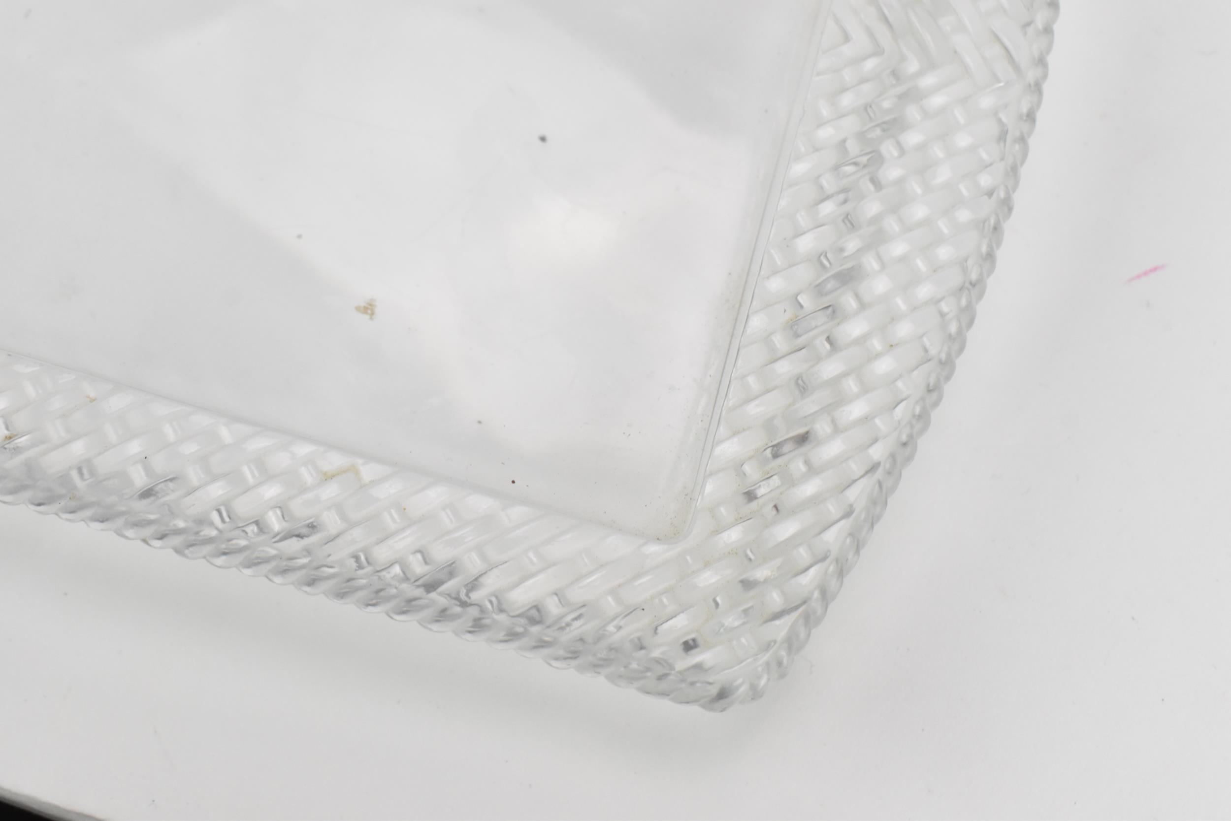 A Lalique clear glass rectangular tray, post 1980, with woven pattern border, the underside with - Image 7 of 7