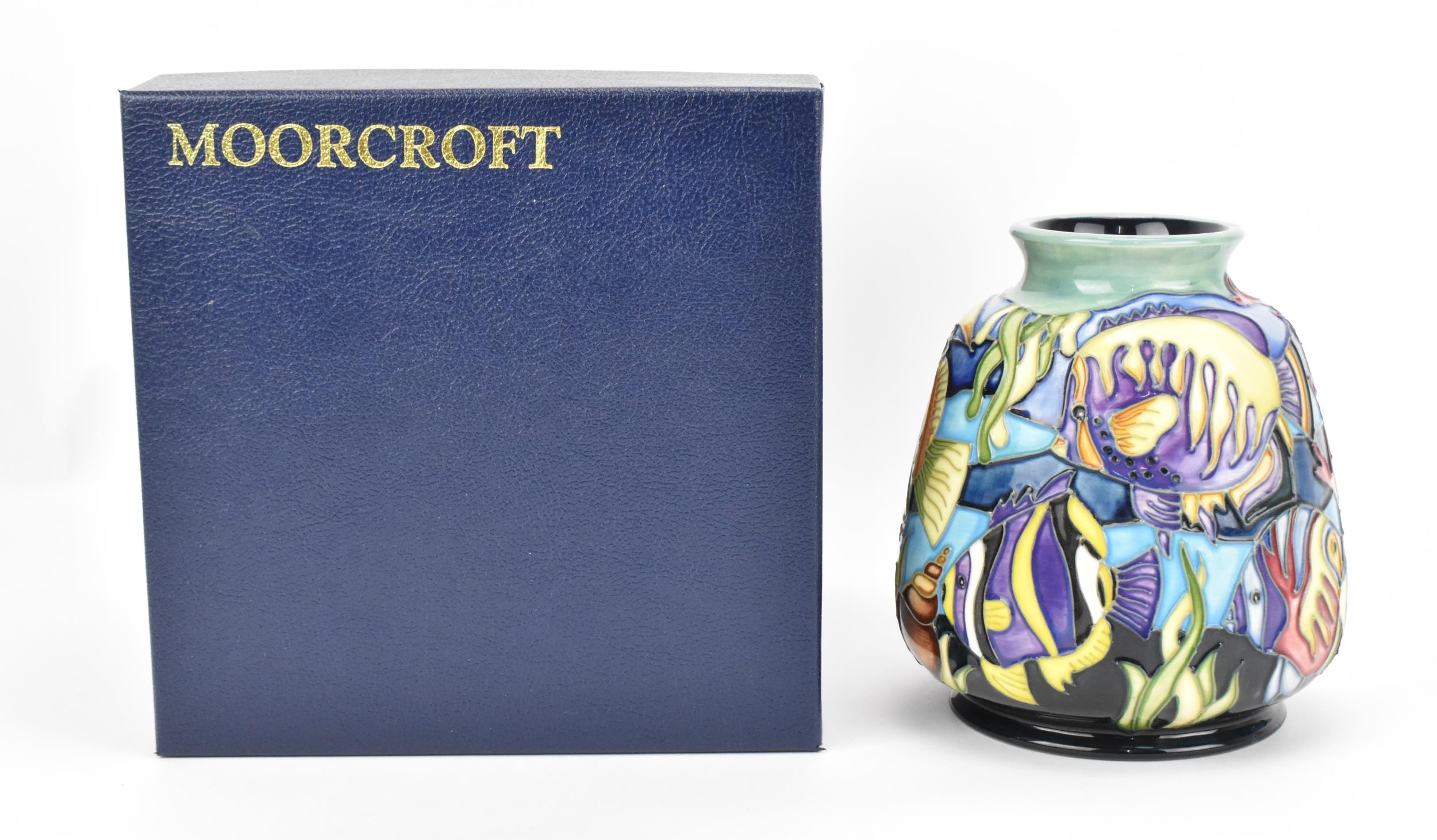 A Moorcroft Pottery vase in the 'Martinique' design by Jeanne McDougall, depicting coral reef