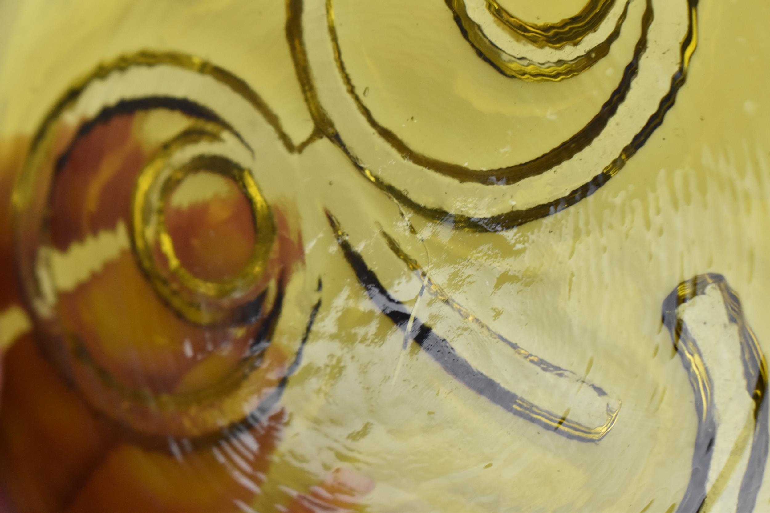 A rare Whitefriars glass smiley face suncatcher, designed by Alfred Fisher, in translucent yellow - Image 4 of 5