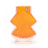 A Whitefriars tangerine 'double diamond' vase designed by Geoffrey Baxter, pattern 9759, with