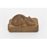 Robert Thompson of Kilburn (1876-1955) Mouseman- a small carved oak signature mouse, 6 cm long