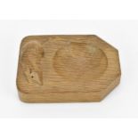 Robert Thompson of Kilburn (1876-1955) Mouseman- a carved oak ashtray, with adzing and signature
