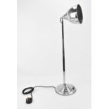 A French Art Deco telescopic chrome lamp, on circular stepped base with flick switch, recently PAT