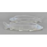 A pair of Victorian opalescent glass pike fish vase troughs by Molineaux Webb, with pressed