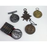 A group of medals to include the Queen's South Africa medal, having 'South Africa 1901', '