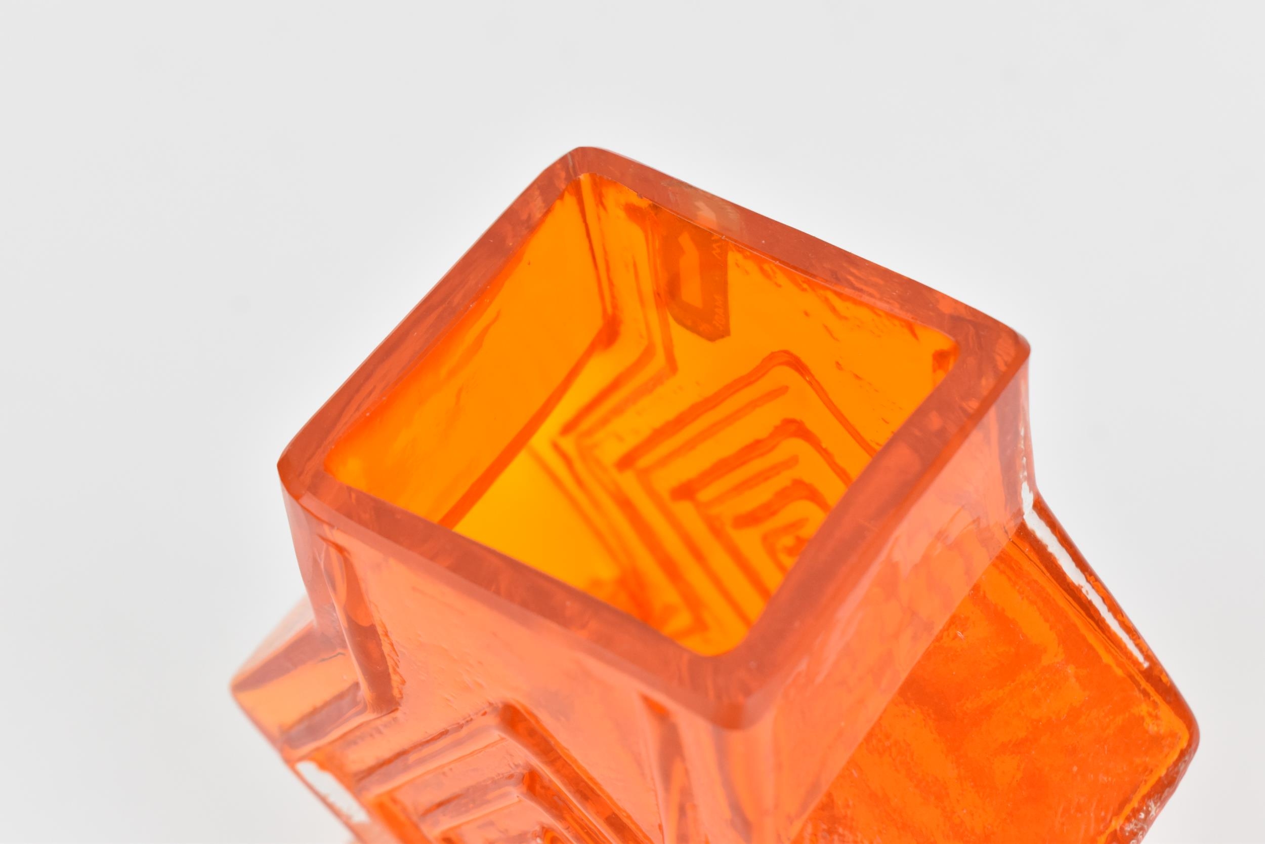 A Whitefriars tangerine 'double diamond' vase designed by Geoffrey Baxter, pattern 9759, with - Image 5 of 5