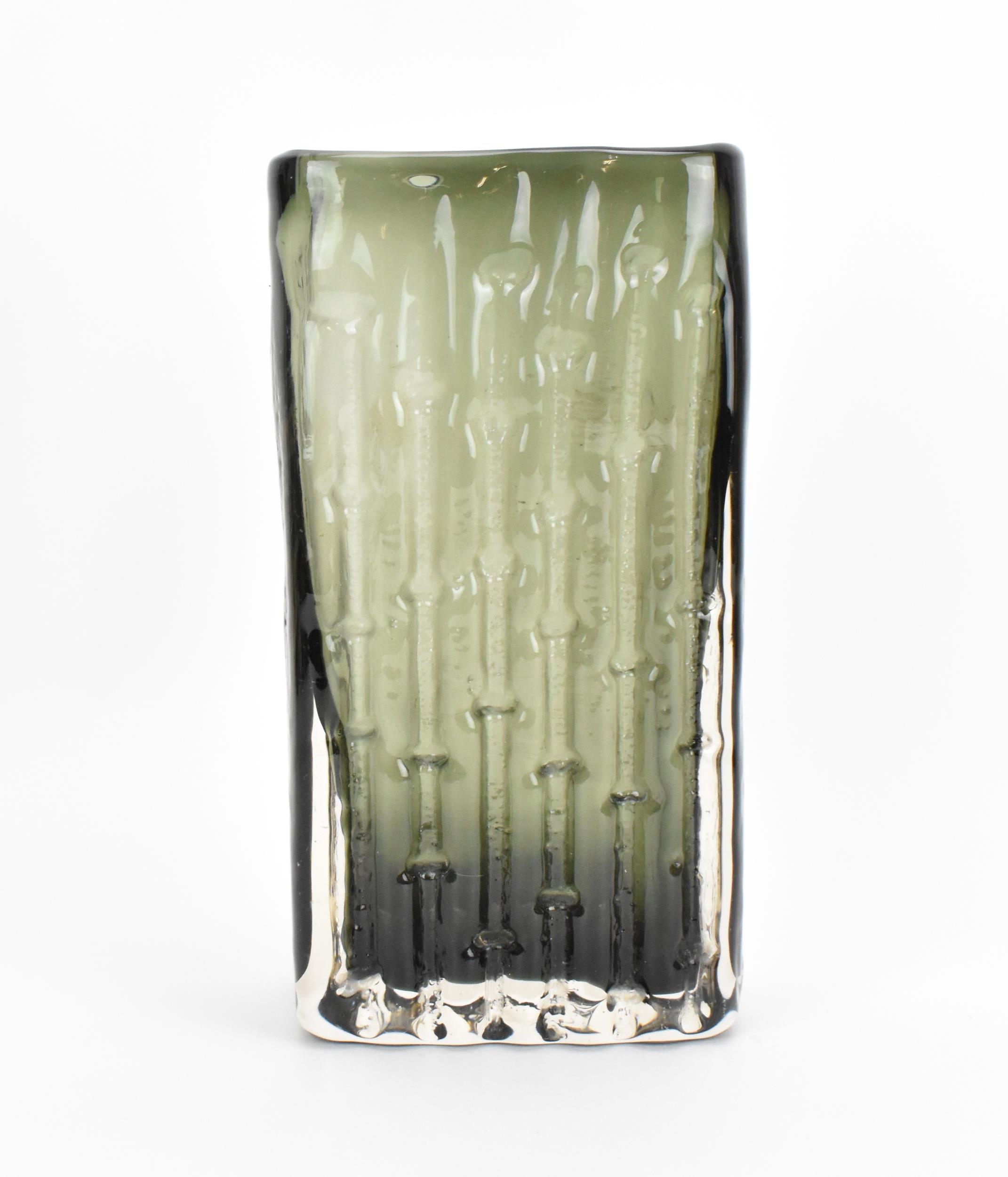 A Whitefriars willow 'bamboo' vase designed by Geoffrey Baxter, pattern 9669, with textured