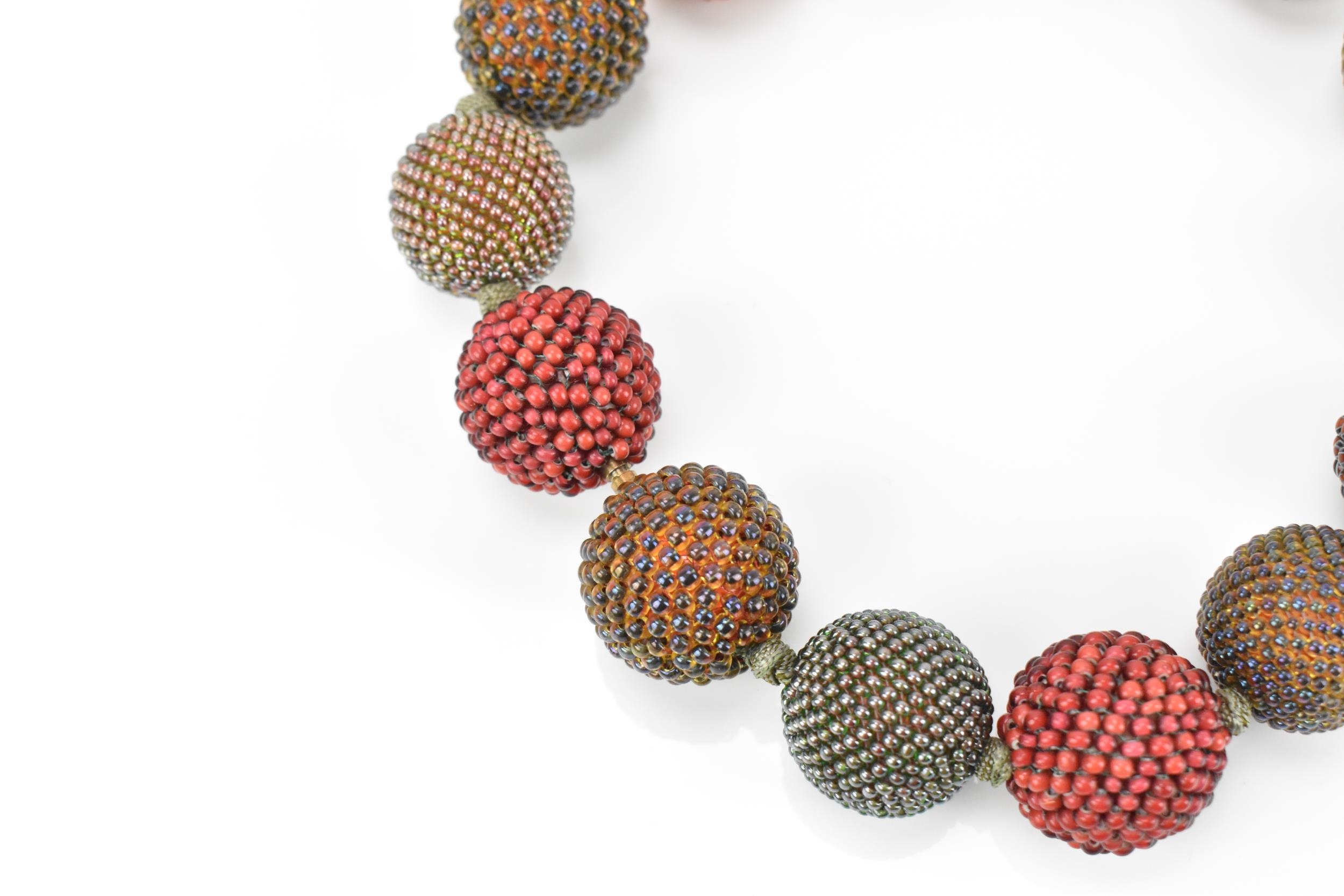 Axel Russmeyer, ( b.1964) German glass and crystal beaded ball necklace with 14ct gold clasp, the - Image 2 of 5