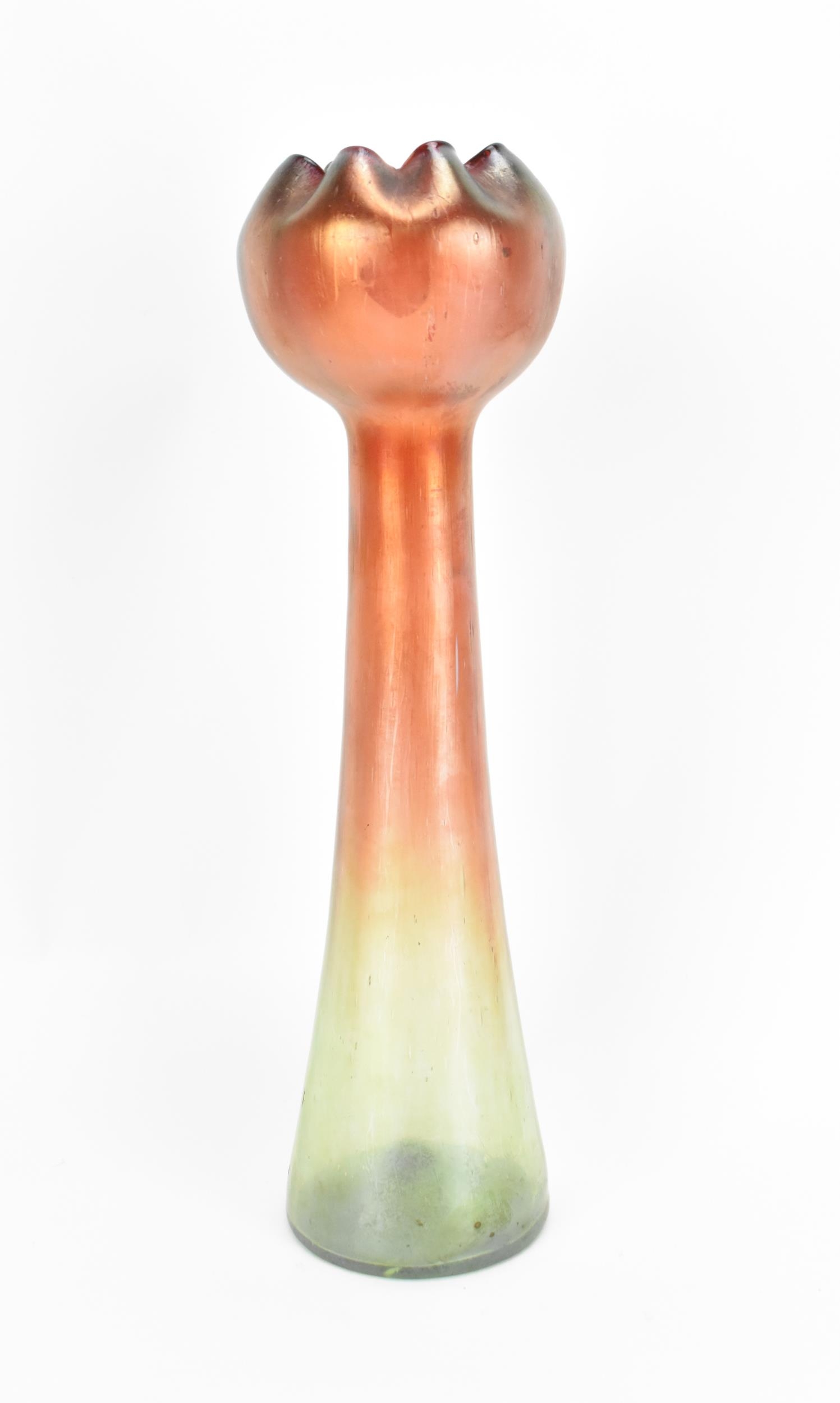 An Art Nouveau iridescent 'Pepita' vase by Josef Rindskopf, of tapered form with bulbous frill