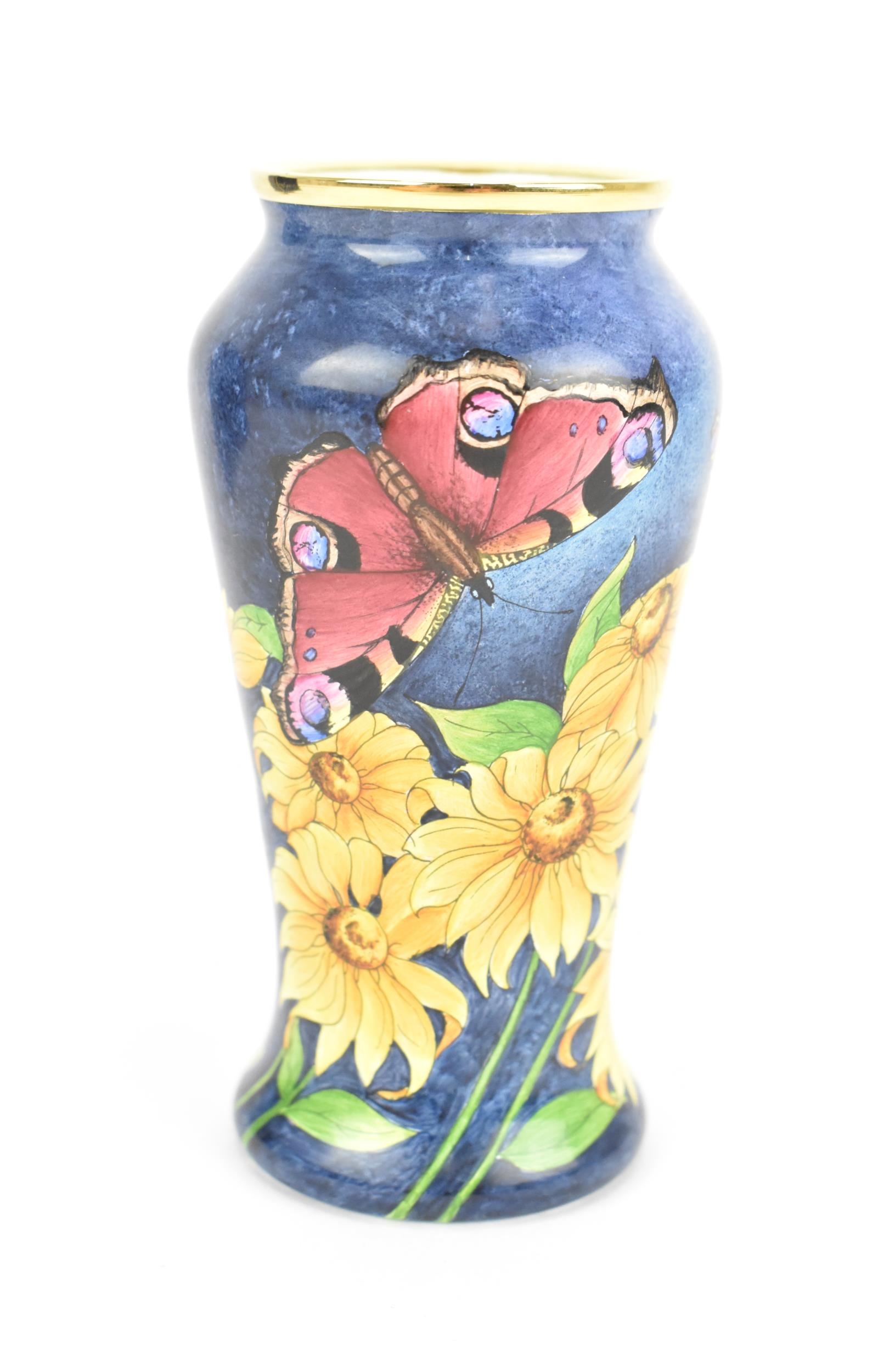 A Moorcroft enamels 'Papillon' vase designed by Rachel Bishop, painted by Fiona Bakewell, 2002, of - Image 2 of 6