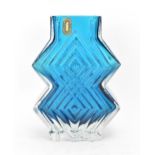 A Whitefriars kingfisher 'double diamond' vase designed by Geoffrey Baxter, pattern 9759, with