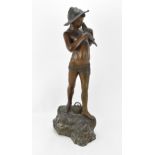 A late 19th/early 20th century patinated bronze of a fisherboy in the style of Giovanni Varlese (