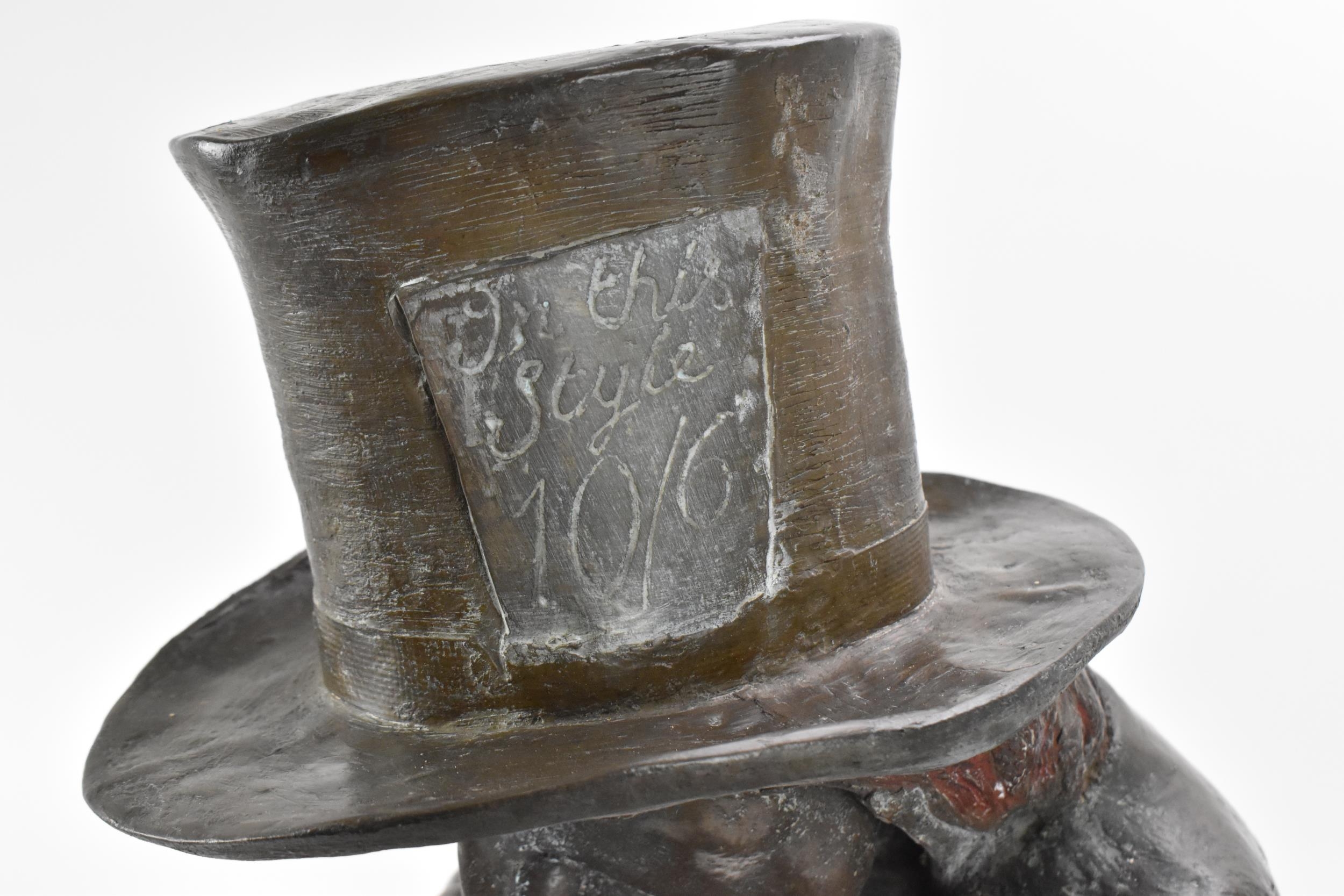 A cold cast bronze sculptural water feature of Alice in Wonderland's Mad Hatter, by Robert James - Image 3 of 9