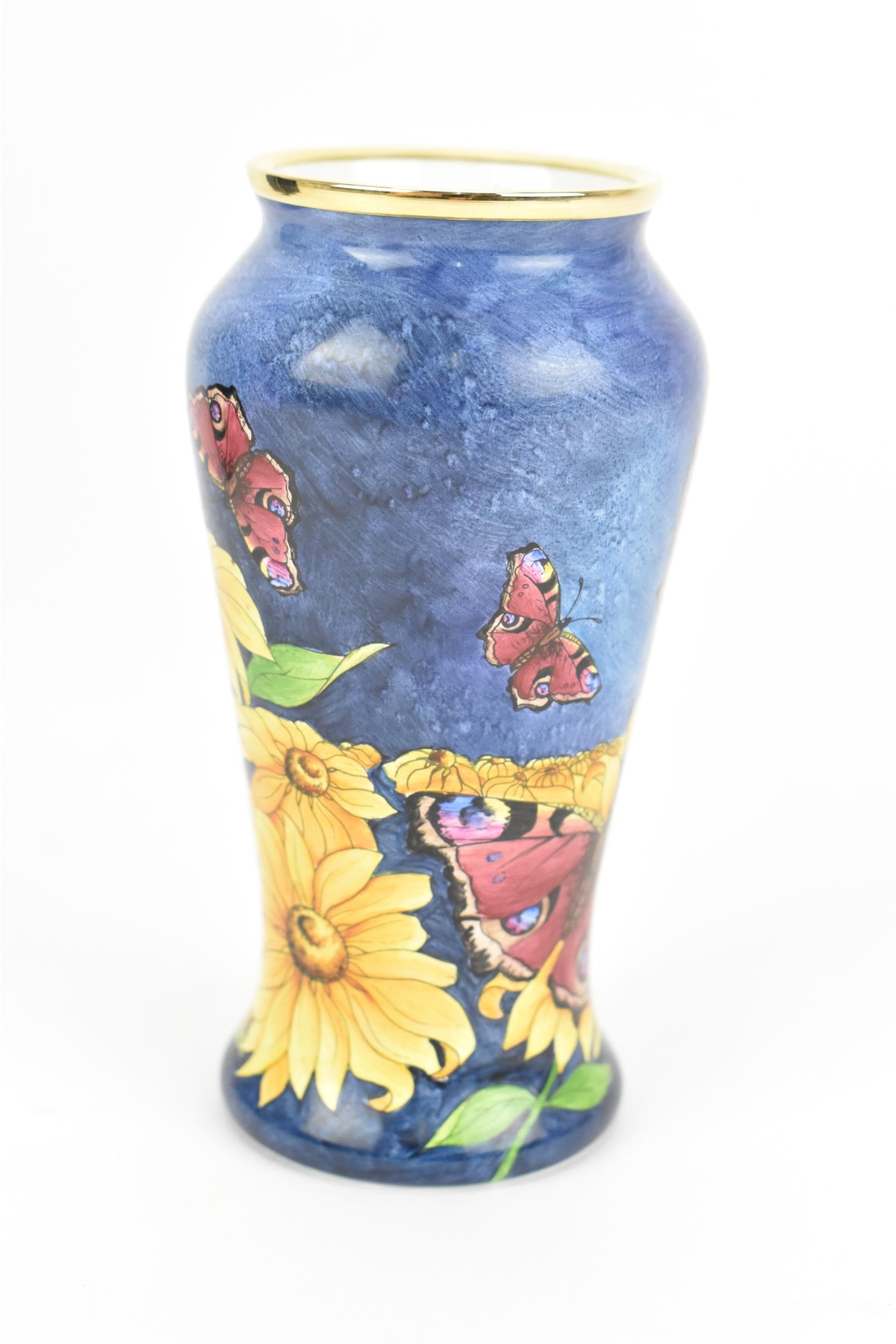 A Moorcroft enamels 'Papillon' vase designed by Rachel Bishop, painted by Fiona Bakewell, 2002, of - Image 3 of 6